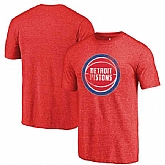 Detroit Pistons Red Distressed Logo Fanatics Branded Tri-Blend T-Shirt,baseball caps,new era cap wholesale,wholesale hats